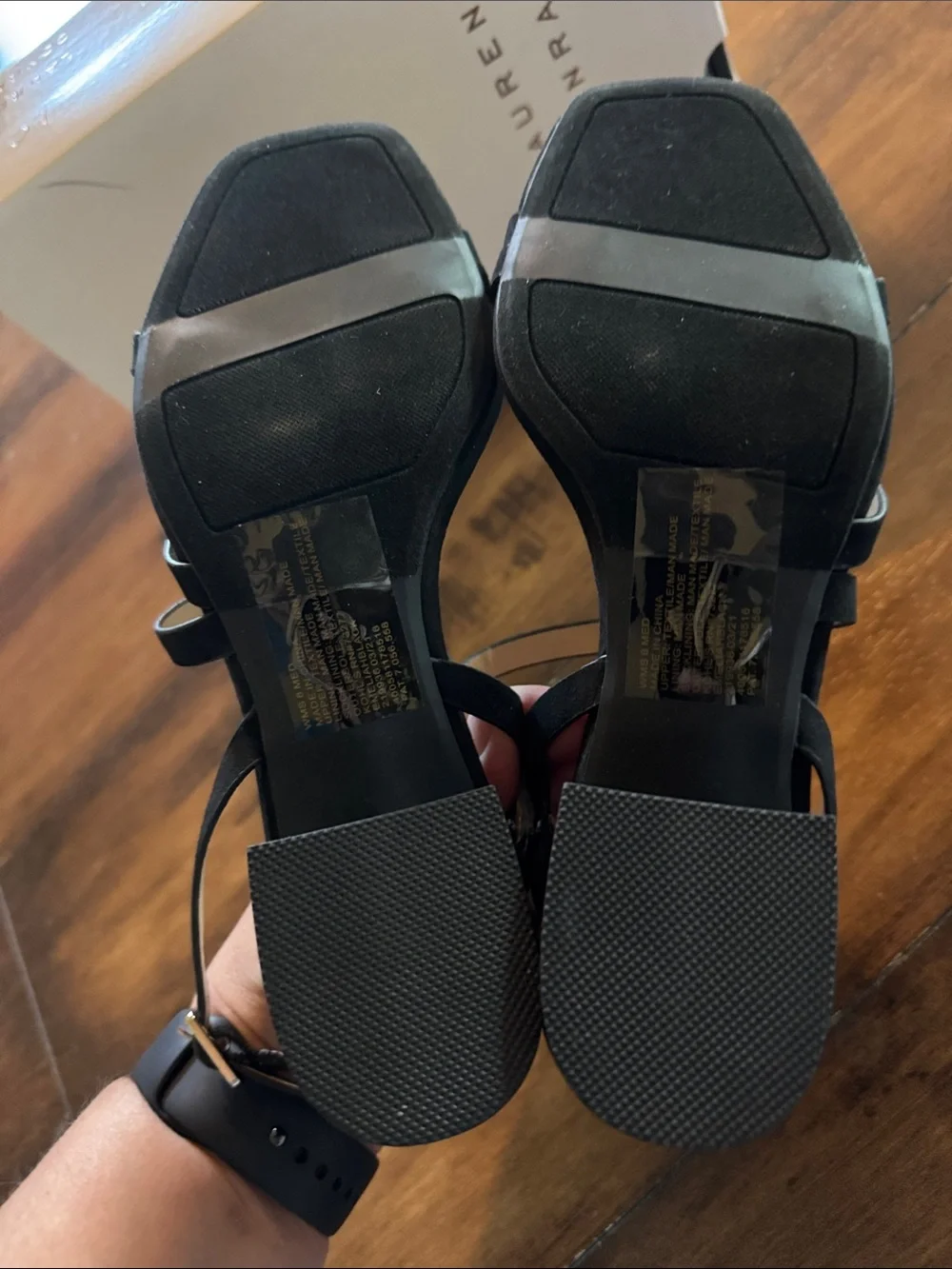 LC Lauren Conrad Emeliah Black Strappy Square-Toe Slingback Sandals New